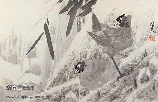 八大山人竹鸟图