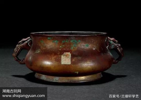 明宣德象耳圈足铜炉